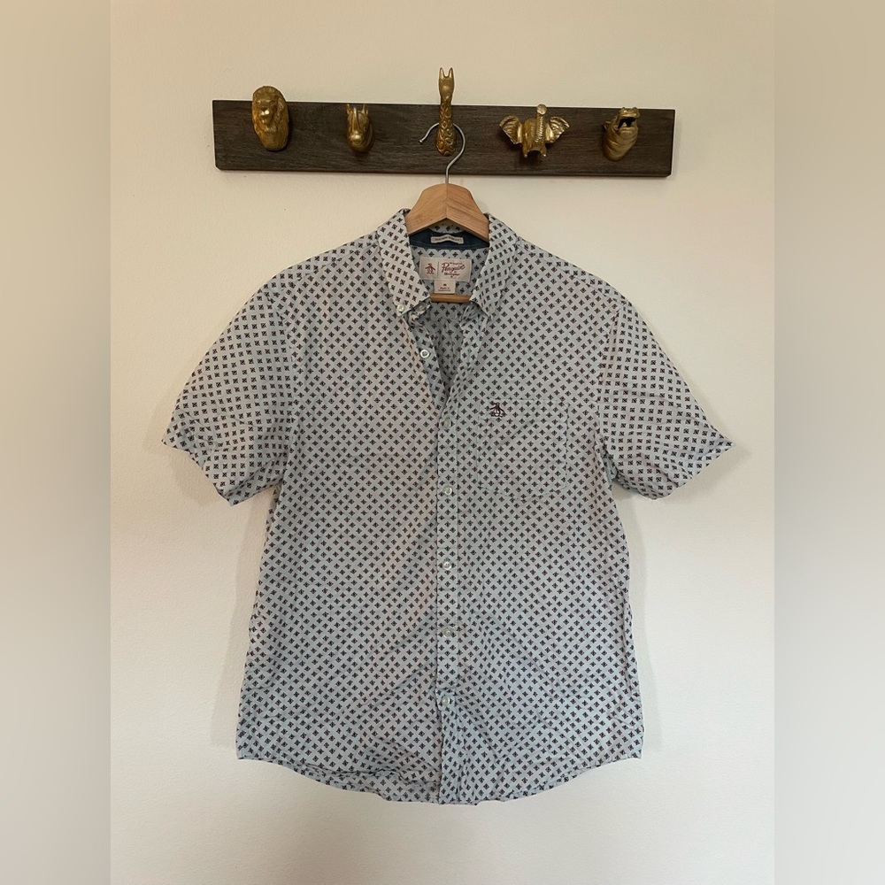 Original Penguin Blue and Maroon Patterned Shirt